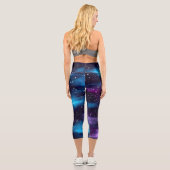 Starry Sky Galaxy Blue & Lila Capri Leggings (Rückseite)