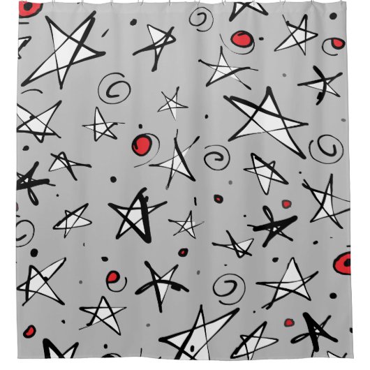 "Starry Sky" Gray Fun Graphic Shower Vorhang (Vorderseite)