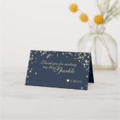 Starry Sky Navy Blue and Gold Seetkarte Platzkarte (Rückseite)