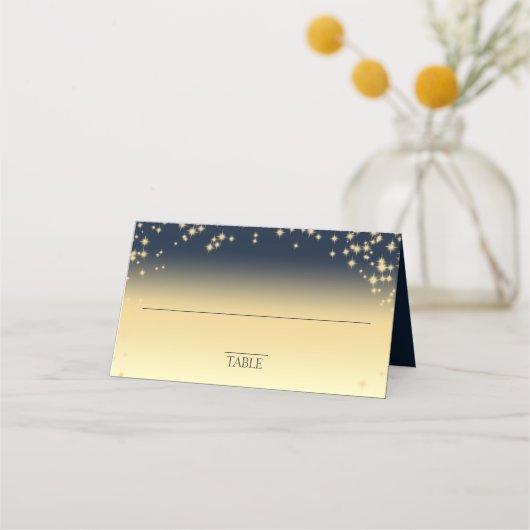 Starry Sky Navy Blue and Gold Seetkarte Platzkarte (Vorderseite)