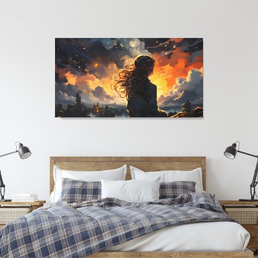 Starry Sky on Fire Leinwanddruck (Insitu (Schlafzimmer))