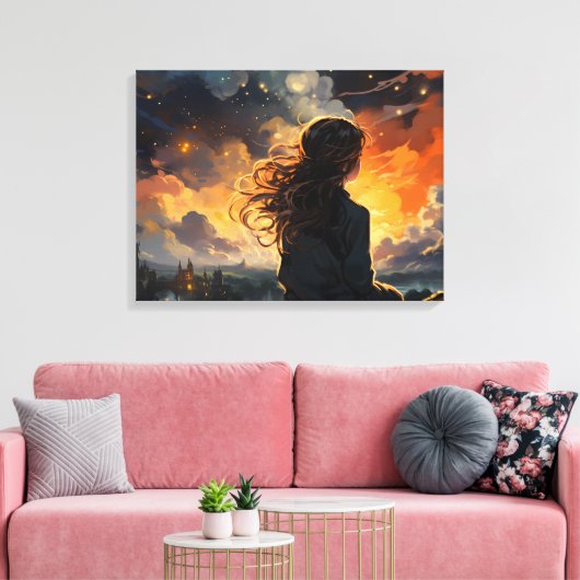 Starry Sky on Fire Leinwanddruck (Insitu (Wohnzimmer))