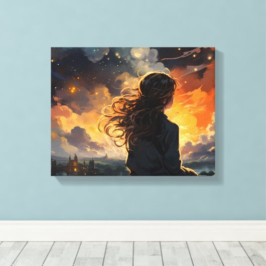 Starry Sky on Fire Leinwanddruck (Insitu (Holzboden))