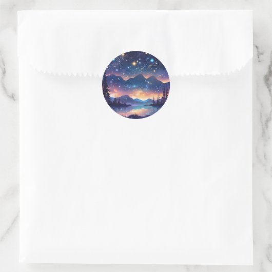 Starry Sky Serenity Runder Aufkleber (Tasche)