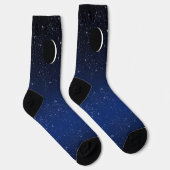 Starry Sky und Crescent Moon, Deep Blue Socken (Rechts)