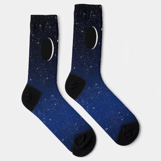 Starry Sky und Crescent Moon, Deep Blue Socken (Rechts)