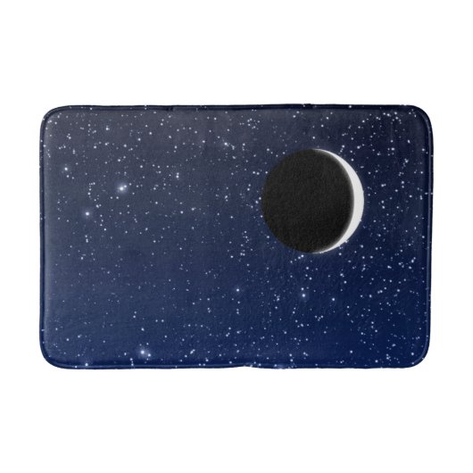 Starry Sky und Crescent Moon, Deep Blue to Black Badematte (Vorderseite)