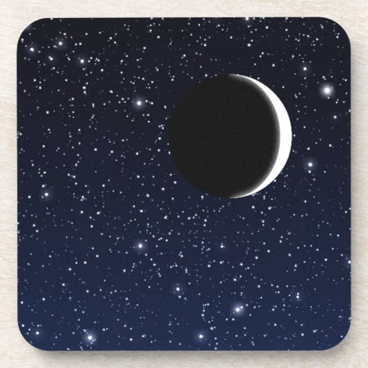 Starry Sky und Crescent Moon, Deep Blue to Black Untersetzer (Vorderseite)