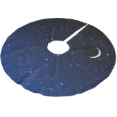 Starry Sky und Crescent Moon, Midnight Blue Polyester Weihnachtsbaumdecke (Schrägansicht)