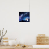 Starry Sky und Mond über einem Wald Poster (Küche)