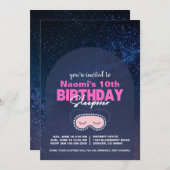 Starry Sky und Pink Geburtstagsleepover Einladung (Vorne/Hinten)
