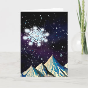 Starry Sky w BIG Snowflakes Card Feiertagskarte