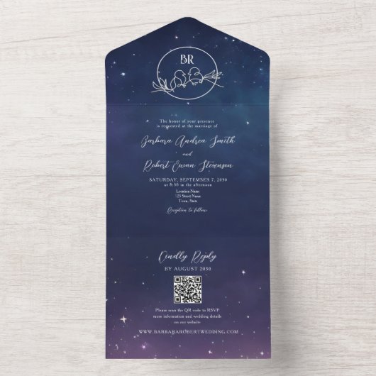 Starry Sky Wedding All In One Einladung (Innen Boden)