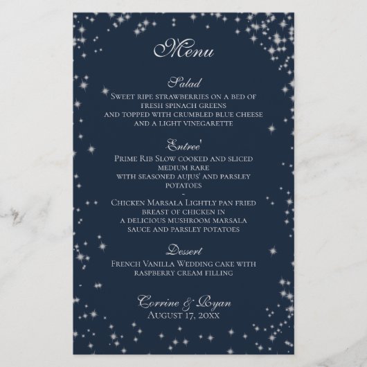 Starry Sky Wedding Dinner Menu (Vorderseite)