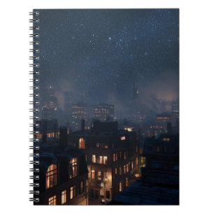 Starry Skyline Cosy City Night Notebook Notizblock