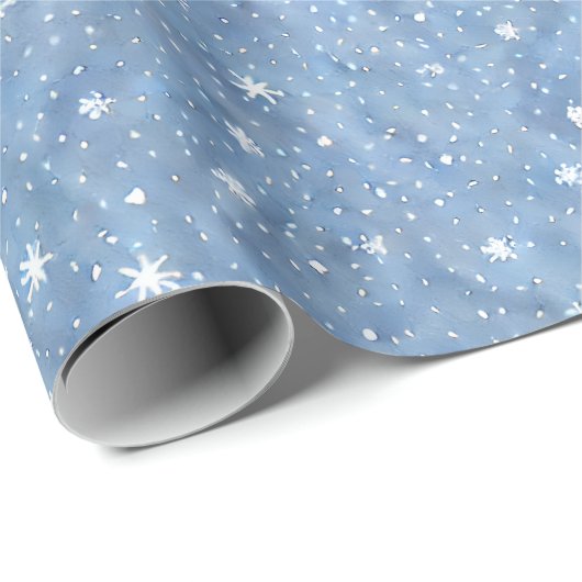 Starry Snowflake Serenity Winter Wrapping Paper Geschenkpapier (Rolleneckpunkt)