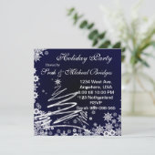 Starry Snowy Night Holiday Party Einladung (Stehend Vorderseite)
