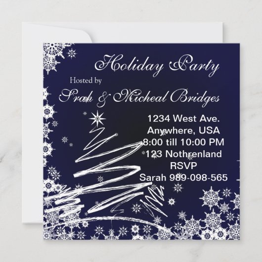 Starry Snowy Night Holiday Party Einladung (Vorderseite)