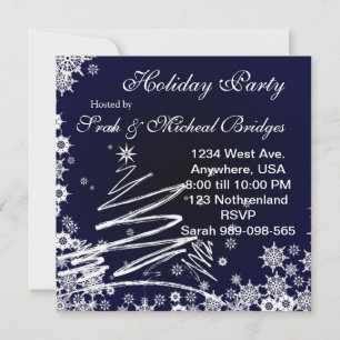 Starry Snowy Night Holiday Party Einladung
