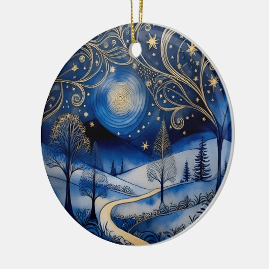 Starry Snowy Night Personalisiert Ornament (Links)