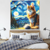 Starry Somali Cat Portrait - Portrait für Haustier Leinwanddruck (Insitu (Schlafzimmer))