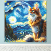 Starry Somali Cat Portrait - Portrait für Haustier Leinwanddruck (Insitu (Holzboden))