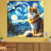 Starry Somali Cat Portrait - Portrait für Haustier Leinwanddruck (Insitu (Wohnzimmer))