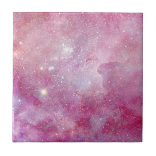 Starry Space Light Pink Watercolor Stars Galaxie Fliese