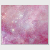 Starry Space Light Pink Watercolor Stars Galaxie Geschenkpapier (Flach)