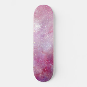 Starry Space Light Pink Watercolor Stars Galaxie Skateboard
