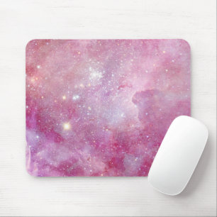 Starry Space Light Pink Watercolor Stars Galaxy Mousepad