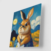 Starry Spring Bunny Clock Quadratische Wanduhr (Winkel)