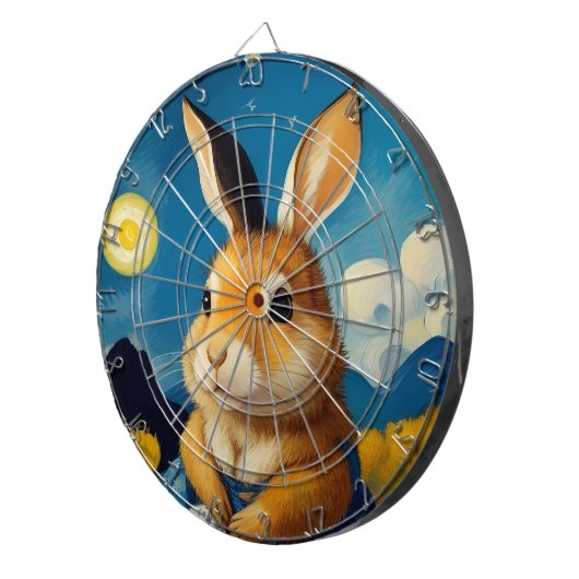 Starry Spring Bunny Dart Board Dartscheibe (Vorderseite rechts)