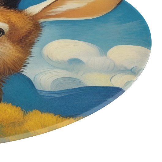 Starry Spring Bunny Glass Cutting Board Schneidebrett (Ecke)