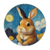 Starry Spring Bunny Glass Cutting Board Schneidebrett (Vorderseite)