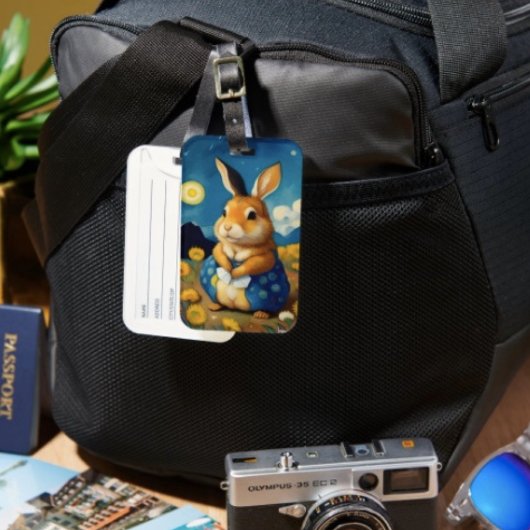 Starry Spring Bunny Luggage Tag Gepäckanhänger