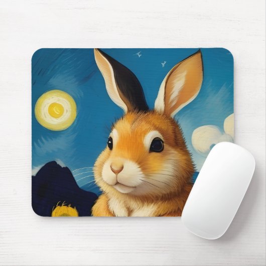 Starry Spring Bunny Mousepad (Mit Mouse)