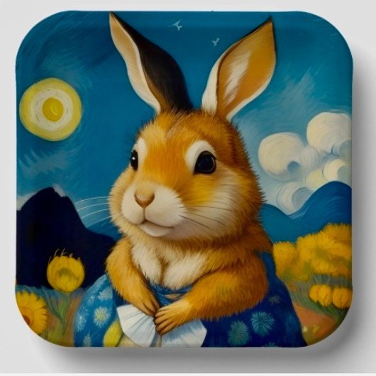 Starry Spring Bunny Paper Plate Pappteller