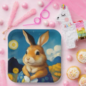 Starry Spring Bunny Paper Plate Pappteller (Party)