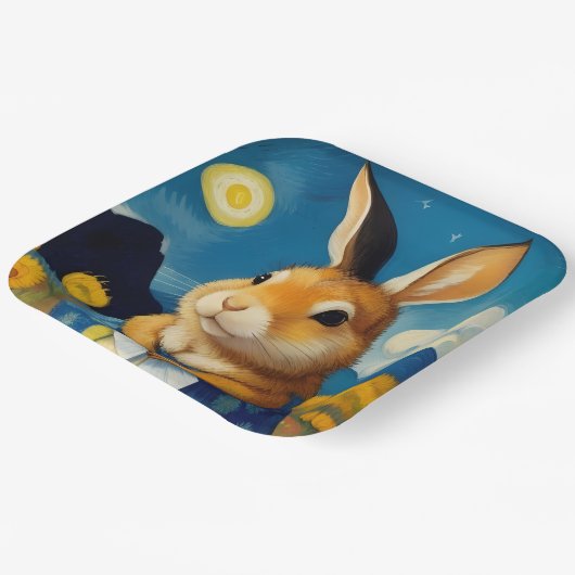 Starry Spring Bunny Paper Plate Pappteller (Gewinkelt)