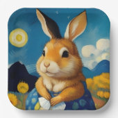 Starry Spring Bunny Paper Plate Pappteller (Vorderseite)
