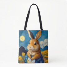 Starry Spring Bunny Tote Bag