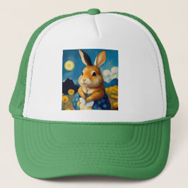 Starry Spring Bunny Trucker Hat Truckerkappe