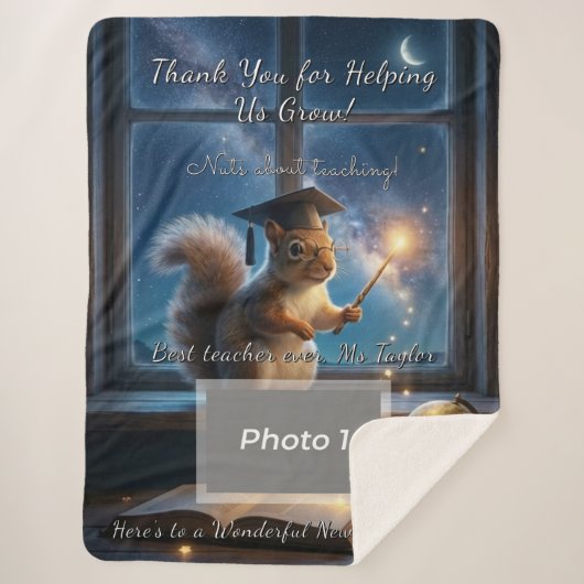 Starry Squirrel Teacher Appreciation Blanket Sherpadecke (Vorderseite)