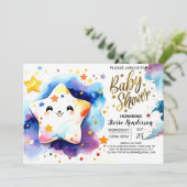 Starry Stardust Dreams Babydusche Einladung (Stehend Vorderseite)