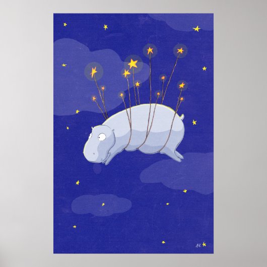Starry Starry Hippo, ein Kinder-Illustrations-Pos Poster (Vorne)