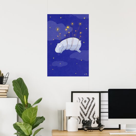 Starry Starry Hippo, ein Kinder-Illustrations-Pos Poster (Heimbüro)