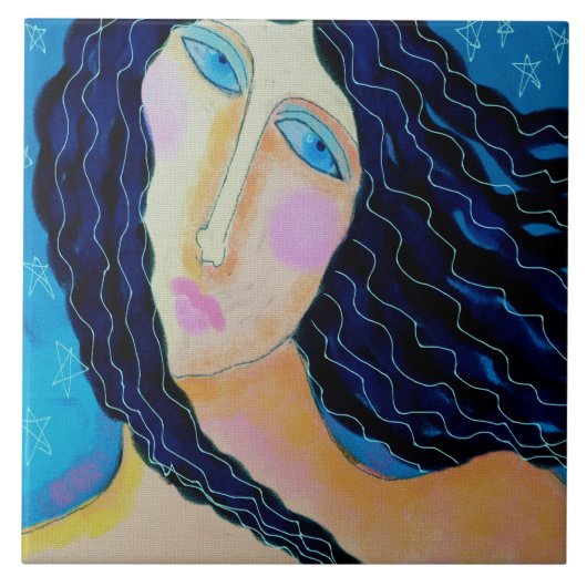 Starry Starry Night Abstrakte digitale Malerei Fliese (Vorderseite)