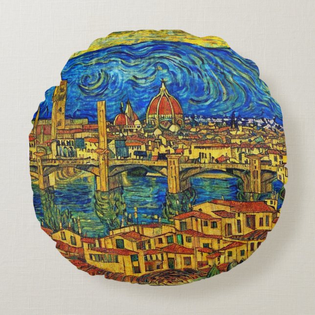 Starry Starry Night Florence Italy Throw Kissen (Vorderseite)