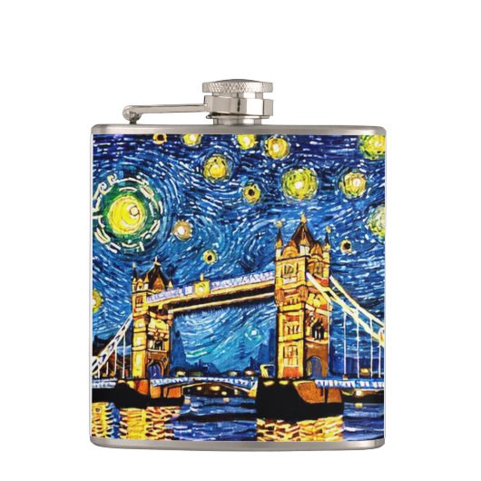 Starry Starry Night London England Flachmann (Vorderseite)